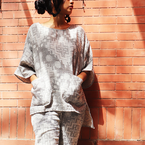 Kirgiti's ' Hand Woven Organic Cotton Off White Comfort Fit Top - image 2